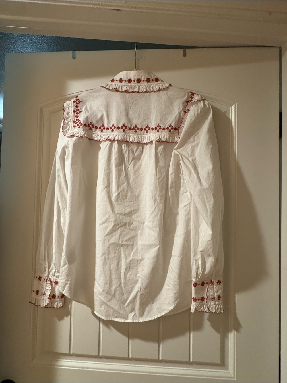 Polo Ralph Lauren White Button-Down Top with Red Floral Embroidery NWOT - Picture 4 of 4